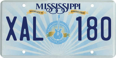 MS license plate XAL180