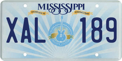 MS license plate XAL189