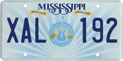 MS license plate XAL192