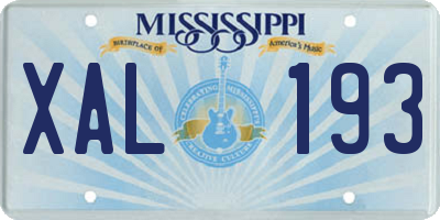 MS license plate XAL193