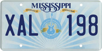MS license plate XAL198