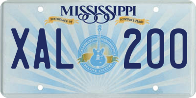 MS license plate XAL200