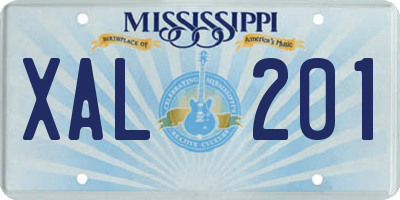 MS license plate XAL201