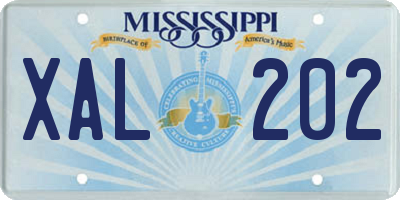 MS license plate XAL202