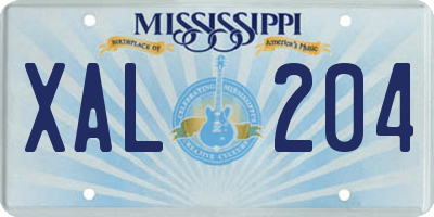 MS license plate XAL204