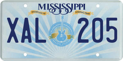 MS license plate XAL205
