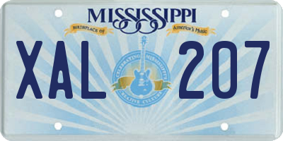 MS license plate XAL207