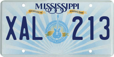 MS license plate XAL213