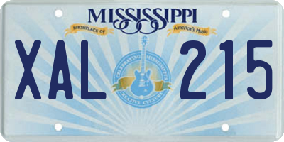 MS license plate XAL215