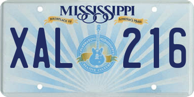 MS license plate XAL216