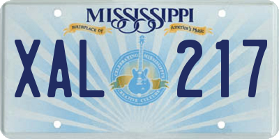 MS license plate XAL217