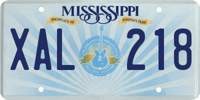MS license plate XAL218