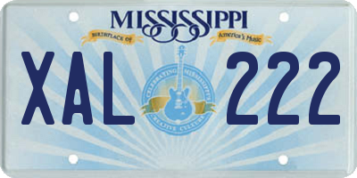 MS license plate XAL222
