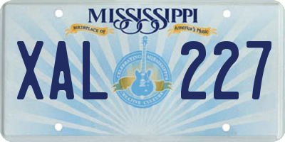 MS license plate XAL227