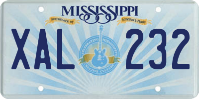 MS license plate XAL232