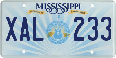 MS license plate XAL233
