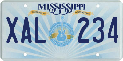 MS license plate XAL234