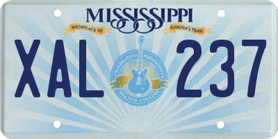 MS license plate XAL237