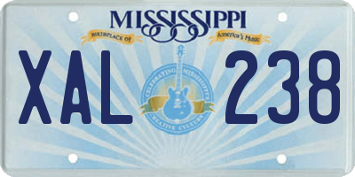 MS license plate XAL238