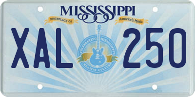 MS license plate XAL250