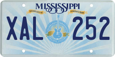 MS license plate XAL252