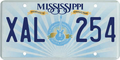 MS license plate XAL254
