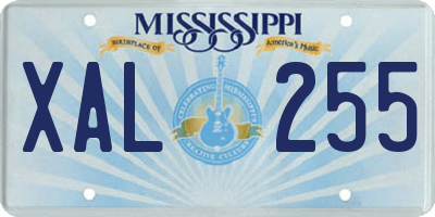 MS license plate XAL255