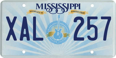 MS license plate XAL257
