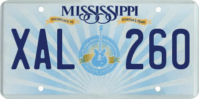 MS license plate XAL260