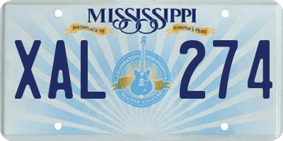 MS license plate XAL274
