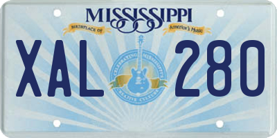 MS license plate XAL280