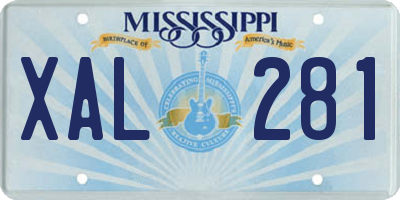 MS license plate XAL281