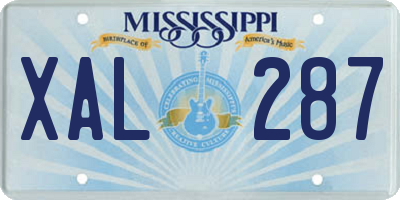 MS license plate XAL287