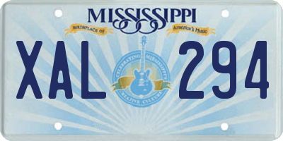MS license plate XAL294