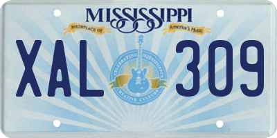 MS license plate XAL309