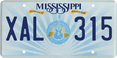 MS license plate XAL315