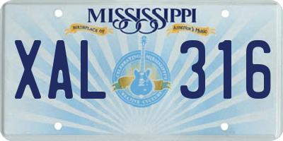 MS license plate XAL316