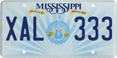 MS license plate XAL333