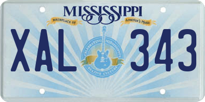MS license plate XAL343