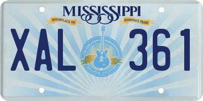 MS license plate XAL361