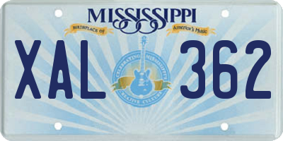 MS license plate XAL362