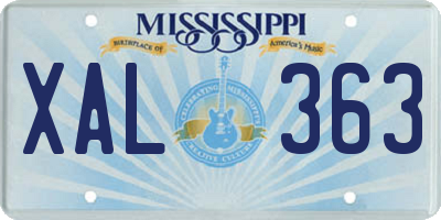 MS license plate XAL363