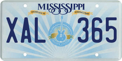 MS license plate XAL365
