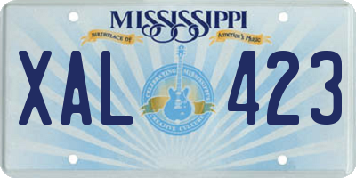 MS license plate XAL423
