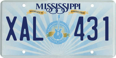 MS license plate XAL431
