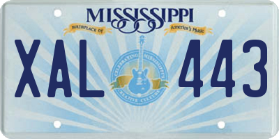 MS license plate XAL443