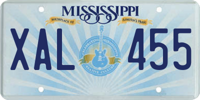 MS license plate XAL455
