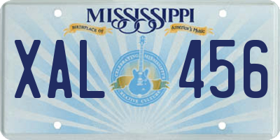 MS license plate XAL456