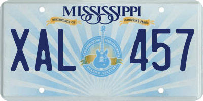 MS license plate XAL457