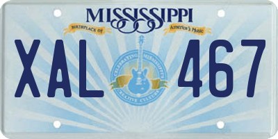 MS license plate XAL467